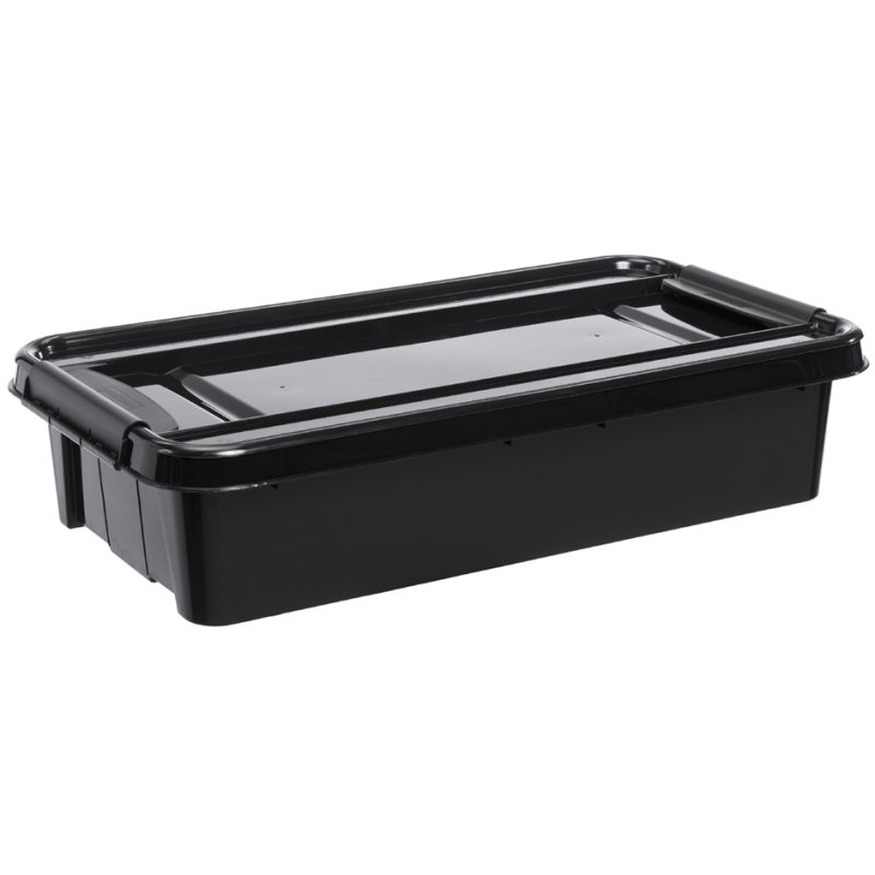 plast team PROBOX RECYCLE caisson de rangement à roulettes, 31 litres, noir, plastique recyclé